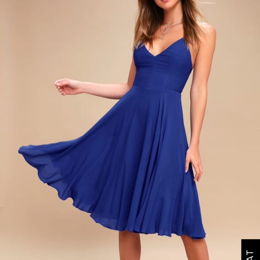 Lulu’s blue strappy backless dress